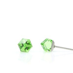 4mm Green Earrings | Mini Crystal Earrings | Hypoallergenic Studs | Cubic Studs